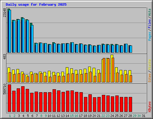 Daily usage for February 2025