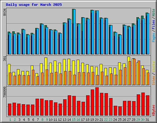 Daily usage for March 2025