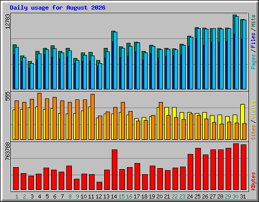 Daily usage for August 2026